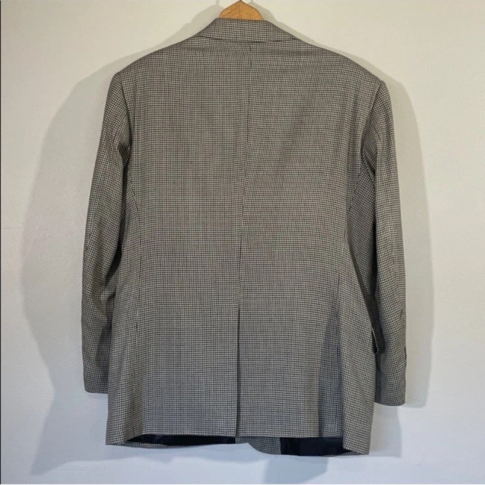 TravelSmith Men's Beige Houndstooth Blazer Sport Coat 40R Silk Wool Lightweight - Picture 2 of 10